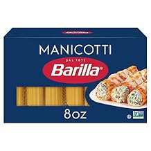 Barilla Manicotti Pasta, 8 oz. Box - Non-GMO Pasta Made with Durum Wheat Semolina - Kosher Certified Pasta