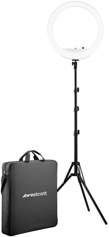 Westcott 18 Bi-Color LED Ring Light Kit with Batteries and Stand Professional Studio Continuous Lighting for Photography, Video Conferencing, Hair & Makeup Salons, Tattoo Studios, YouTube & TikTok