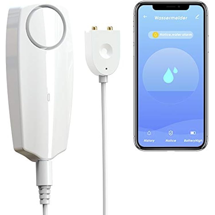 Water Leak Detector,100 dB Volume,TUYA Smart APP WiFi Water Sensor Alarm,Water Monitor Alarm with Rechargeable,Remote Monitor Leak Ideal for Home Security Basement,Washer,Bath Cellar