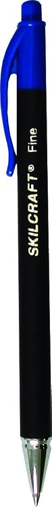 Skilcraft 7520-01-352-7310 Rubberized Retractable Fine Ball Point Pen (Pack of 12), Blue Ink