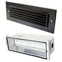 ELCO Lighting ELST81B 5.4W LED Brick Light with Angled Louver 340 Lumens 3000K Warm White, Recessed Step/Wall Light, Wet Rated, Black