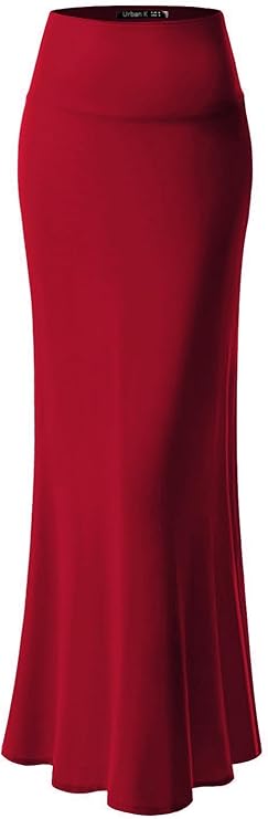 URBAN K Womens Basic Foldable High Waist Regular and Plus Size Maxi Skirts