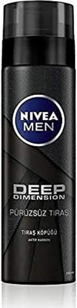 NIVEA MEN Mens Deep Dimension Shaving Foam 200 ml, Perfect Shave,Active Carbon, Slippery Shaving Experience