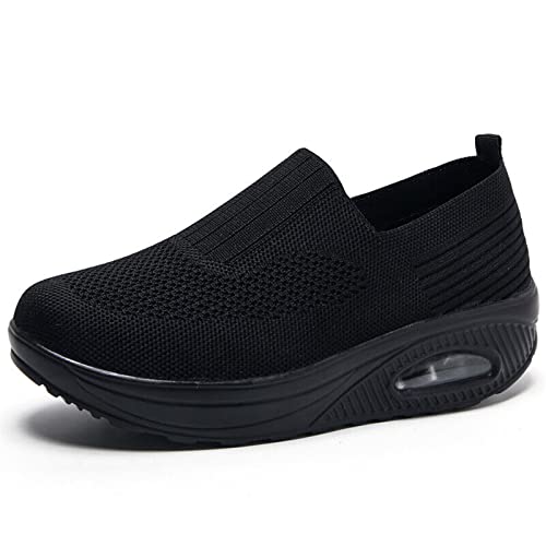 Dfcdcoo Orthopedic Sneakers for Women,Womens Orthopedic Sneakers,Air Cushion Slip-On Walking Shoes Platform Mesh Sneaker Sandals