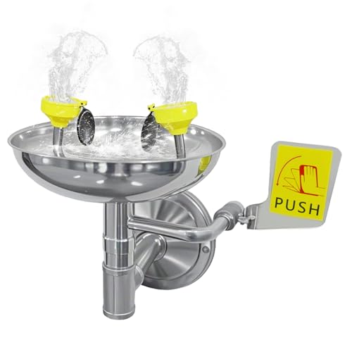 Eye Wash Station Emergency Wall-Mounted Plumbing Eyewash Station with Sink Eye Irrigation Sign Industrial Grade Eye Wash Station