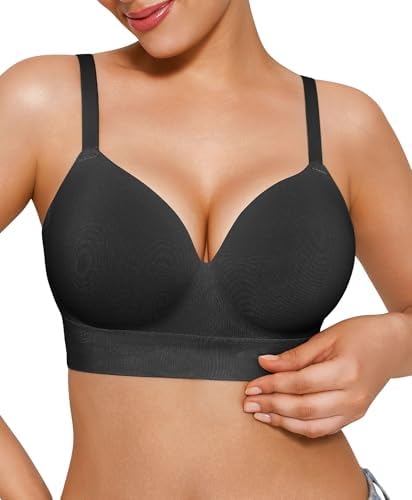 Popilush Bras for Women No Underwire Supportive Push Up Bralettes Wireless Full Coverage Plus Size T-Shirt Bra