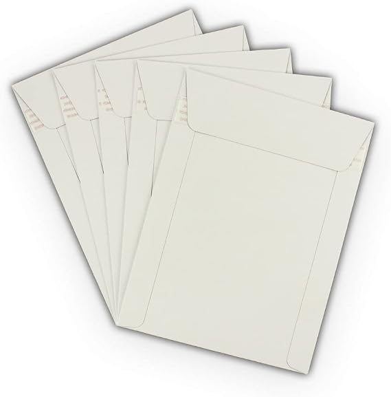 10 EcoSwift 6 x 8 CD/DVD Photo Mailers Stay Flats White Cardboard Self Seal Envelopes 6x8