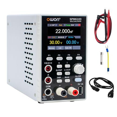 OWON SPM6103 2 in 1 Power & Multimeter 0-60V, 0-10A DC Variable Power Supply with 2.8 inch LED, USB Interface Support SCPI, 4 12 Digital Multimeter