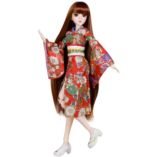 13 60cm 24 inch Japanese Anime Womens Dance Kimono Robe Fancy Dress Girl Ball Jointed SD Doll with Handmade Makeup and Accessories