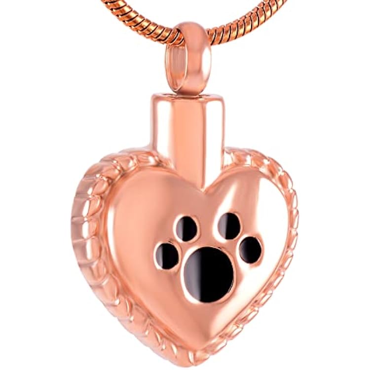 DogCat Paw Pring On My Heart Stainless Steel Cremation Urn Pendant Jewelry Pet Memorial Necklaces That Hold Ashes