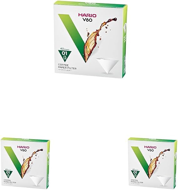 Hario V60 Paper Coffee Filter, Size 01, White, 40ct Box (Pack of 3)