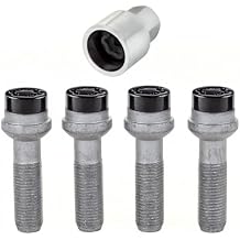 McGard 28317 Black Bolt Style Radius Seat Lock Set (M14 x 1.5 Thread Size) - Set of 4 Locks and 1 Key