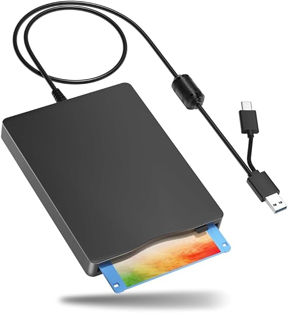 Floppy Disk Reader, 3.5 Inch External Floppy Disk Drive with USB Type-C, Portable FDD Floppy Disk Drive for Laptop PC, Black, 500741659