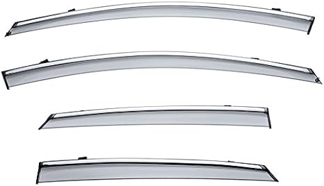 WellVisors Window Visors Compatible with Cadillac 2013-2019 XTS Sedan | With Chrome Trims, Wind Deflector Rain Guards, 3-847CA002