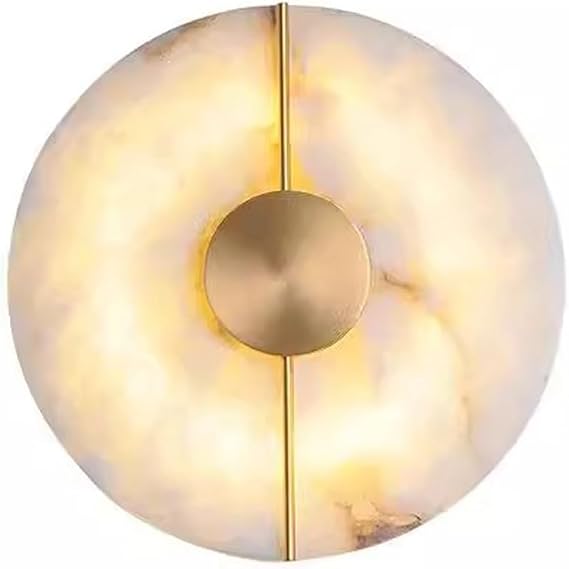 Marble Wall Lamp Alabaster Moon Modern Gold Copper Living Room Indoor Home Decoration LED Sconce Bedroom