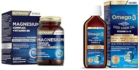 Nutraxin Magnesium Complex Gıda Takviyesi, 60 Tablet + Nutraxin Omega-3 for Kids 150 ml