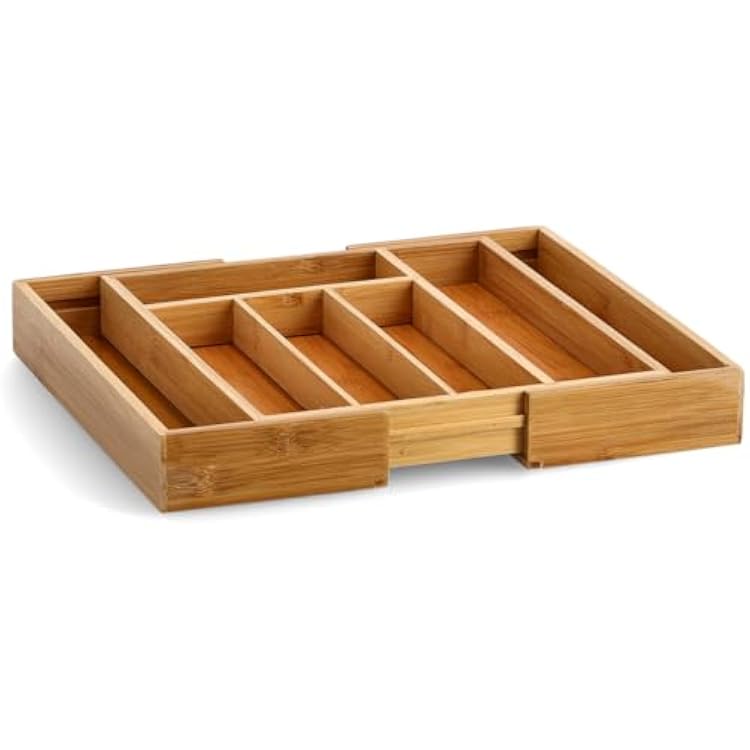Zeller 25322 28.5-40 x 33.5 x 5 cm Extendible Cutlery Tray Bamboo