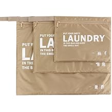 3 Pack Laundry Bags Travel Laundry Bag for Dirty Wet Clothes Waterproof, Smell proof, Washable, Reusable for Sports Gym Swimming Camping (khaki)