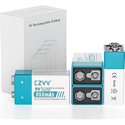 Rechargeable 9V Batteries - High-Performance Lithium-ion Battery 4 Pack - Leak-Proof Ultra Long-Lasting 8.7 Volt 1300x Cycle Times with a 10-Year Shelf Life