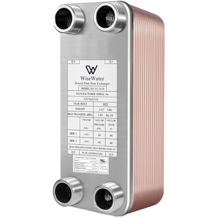 AB Heat Exchanger, 3x8 16 Plates Water To Water, CopperSS316L Stainless Steel Brazed for Floor Heating, Snow Melting