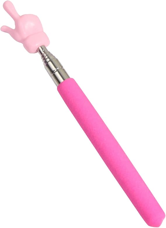 Fingers Telescopic Teachers Pointer,Teaching Pointer Stick for Classroom,Metal Hand Retractable Pointer Extended Length 21.65Inch,Handheld Presenter Whiteboard Pointer (Pink)