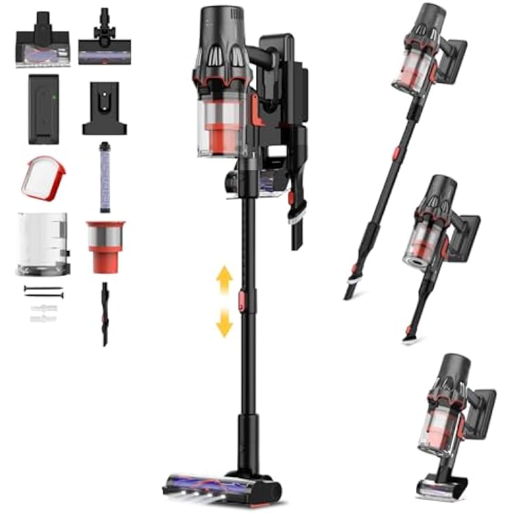 Vacuum Cleaners for Home, Anti-Tangle Cordless Stick Vacuum Cleaner Up to 90 Minutes with HEPA Filter, 590W Wireless Rechargeable Portable Vacuum for Household Pet Hair Carpet Hardwood Tile Couch Bed
