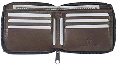 Bullz RFID Blocking Zip Around Mens Leather Security Wallet