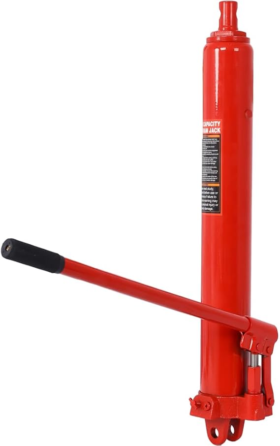 8 Ton Hydraulic Long Ram Jack, Heavy Duty Engine Hoist Jack with Single Piston Pump & Clevis Base, Fits Garage Shop Cranes, Engine Lifts, Cherry Pickers, Car Jacks & Hydraulic Systems