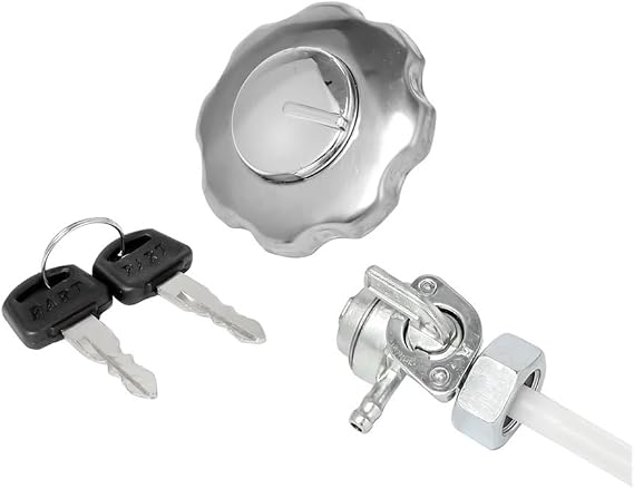 Motorcycle Fuel Gas Tank Cap for H&on&da Cafe Racer Universal Key Set Ignition Switch Steering Lock Fuel Tank Cap Chrome Motorcycle