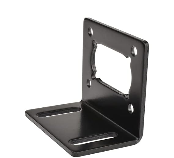 Black 31ZY Motor Mounting Bracket with Screws, Alloy Steel L-Shape Fixed Seat, DC Worm Geared Motor Holder