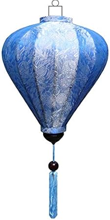 Terrapin Trading Ltd Vietnamese Oriental Silk Bamboo Handcrafted Lantern Lamp Chinese Balloon MED 10 colours, Cyan