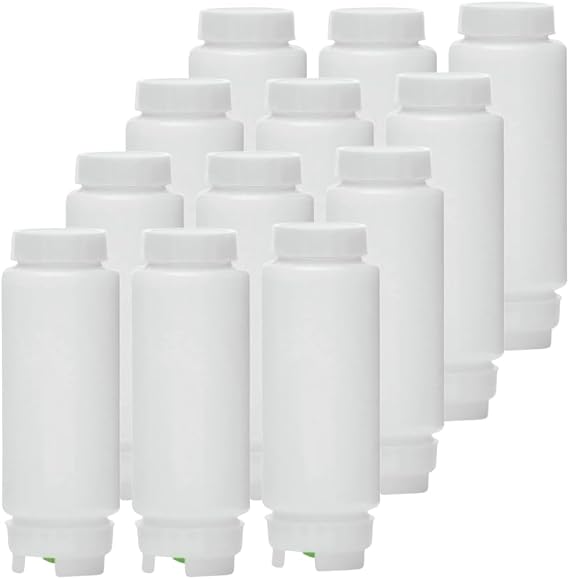12 Pack FIFO 12oz. Squeeze Bottles | Bottom Dispensing for Smooth Sauces & Condiments | Ideal for Ketchup, Mustard, BBQ & Mayo | NSF Certified