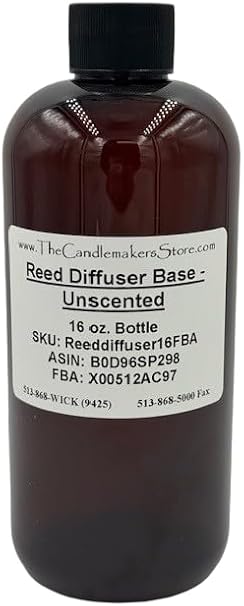 Reed Diffuser Base UnScented (16 oz Bottle) transforms Fragrance and Essential Oils into Reed Diffuser Oils.