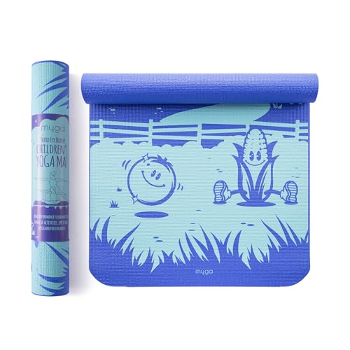 Myga Silk Print Kids Yoga Mat,Non-Slip Yoga Mat for Childrens Exercise, Fitness, Yoga and Mindfulness Lightweight, Easy Clean Play Mat for Girls and Boys