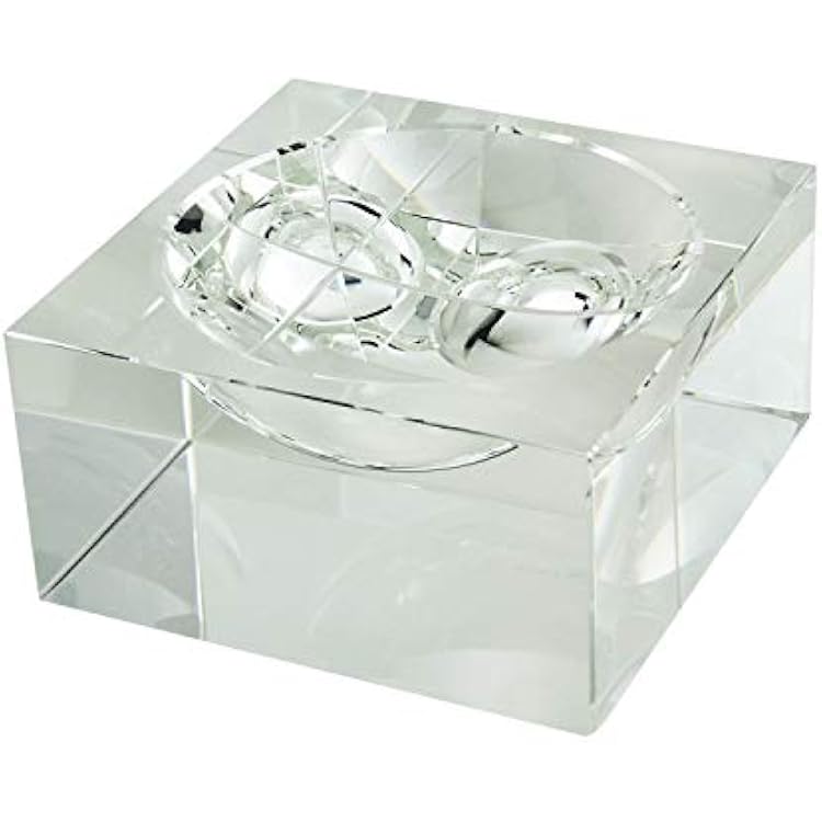 TIZO Design Elegant Clear Crystal Glass Bowl, Designer Centerpiece, Large 8 x 8 x 3.25 in