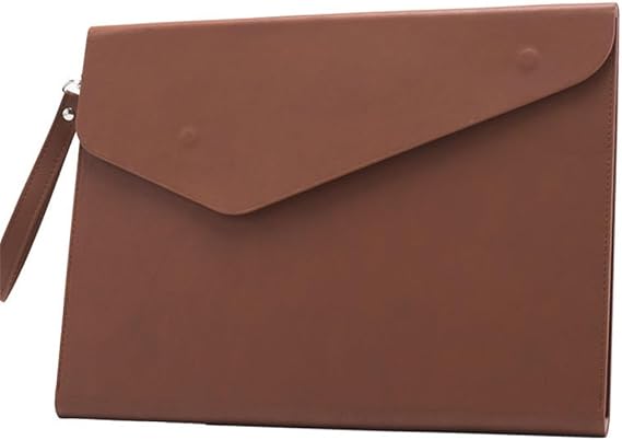 Envelope File Folder Bag, PU Leather Document File Folder Envelope Pouch 32x25cm Multicolor Pack of 2(Brown)
