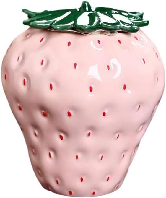 123Arts Container Strawberry Candy Dish Ceramic Food Storage with Seal Lid