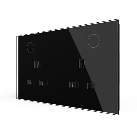 LIVOLO UK Smart 13A Twin Socket Zigbee Touch Glass Wall Plug Black