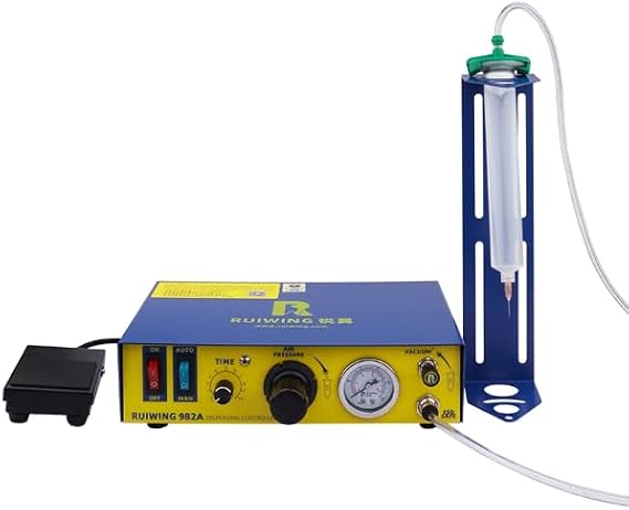 982A Auto Glue Dispenser AC 110V Automatic/Semi-Automatic Solder Paste Liquid Adhesive Controller, Digital Display, Adjustable Dispensing Amount & Interval