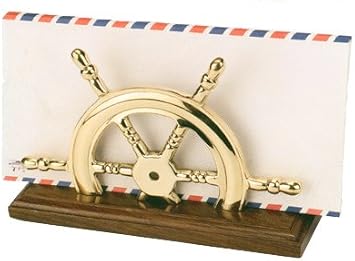 HS Brass Ship Wheel Nautical Letter Holder