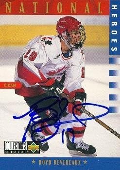 AUTOGRAPH WAREHOUSE 67489 Boyd Devereaux Autographed Hockey Card Team Canada 1997 Upper Deck Cc No. 311