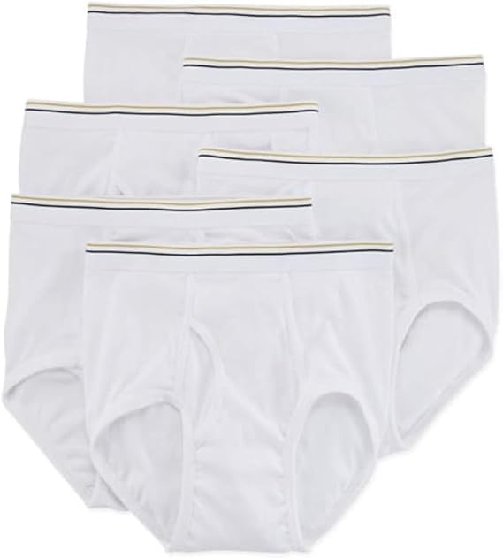 Stafford 6 Pack 100% Cotton Full-Cut Briefs Size, White, 44