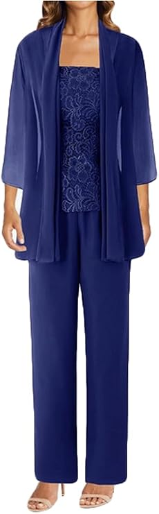 3 PC Lace Mother Pants Suits Chiffon Wedding Guest Outfit Formal Evening Dress Wedding Party Prom
