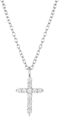 Mameloly 925 Sterling Silver Cross Necklaces for Women 14K Gold Plated Tiny CZ Cross Pendant Necklace | Dainty Chain Choker for Women