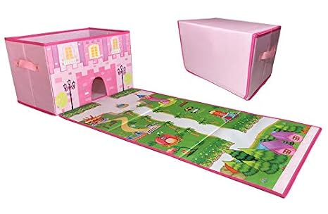 EMBRACE PLAY Toy storage box with play mat - for girls 2 in 1 collapsible toy bin and playmat kids boxes ideal room