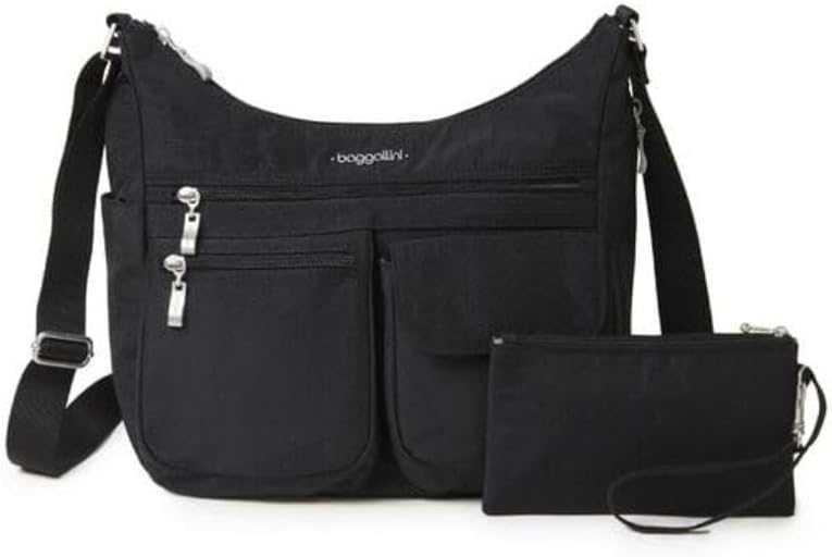 Baggallini Women's Everywhere Bagg Crossbody 11x9 Lightweight Nylon Hobo Water-Resistant Travel Bag W/RFID Protection, One Size