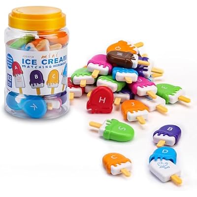 Ice Cream Toys for Toddlers,Montessori Alphabet Learning Color Sorting & Letter Matching Games Preschool Educational Sensory Fine Motor Skills Toy for 3 Year Old Boys Girls