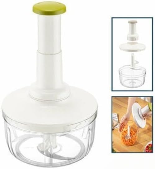 AEE® 1.5 Litre Basmalı El Rondosu 3 Bıçaklı Büyük Boy Sebze Doğrayıcı İpli Gerektirmeyen Manuel Rondo Soğan Sarımsak Biber Meyve Kuruyemiş Doğrayıcı Mutfak Robotu BPA Free