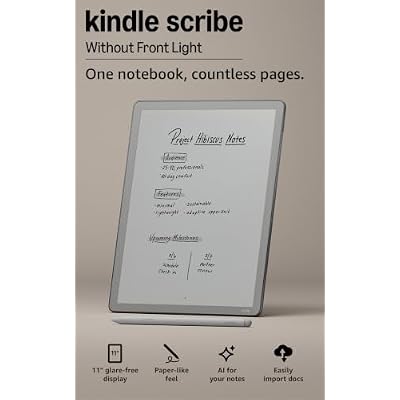 Amazon Kindle Scribe without Front Light 16GB (newest model) 11 display, paper-like feel, and no distractions Write in notebooks, documents, and books. Pen included - Graphite