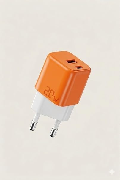 PDAteknoloji Azeada Seals Serisi 20W USB + Type-C Hızlı Şarj Adaptörü Turuncu-Beyaz AZ-A11(20w Çift Giriş, Şarj Başlık)